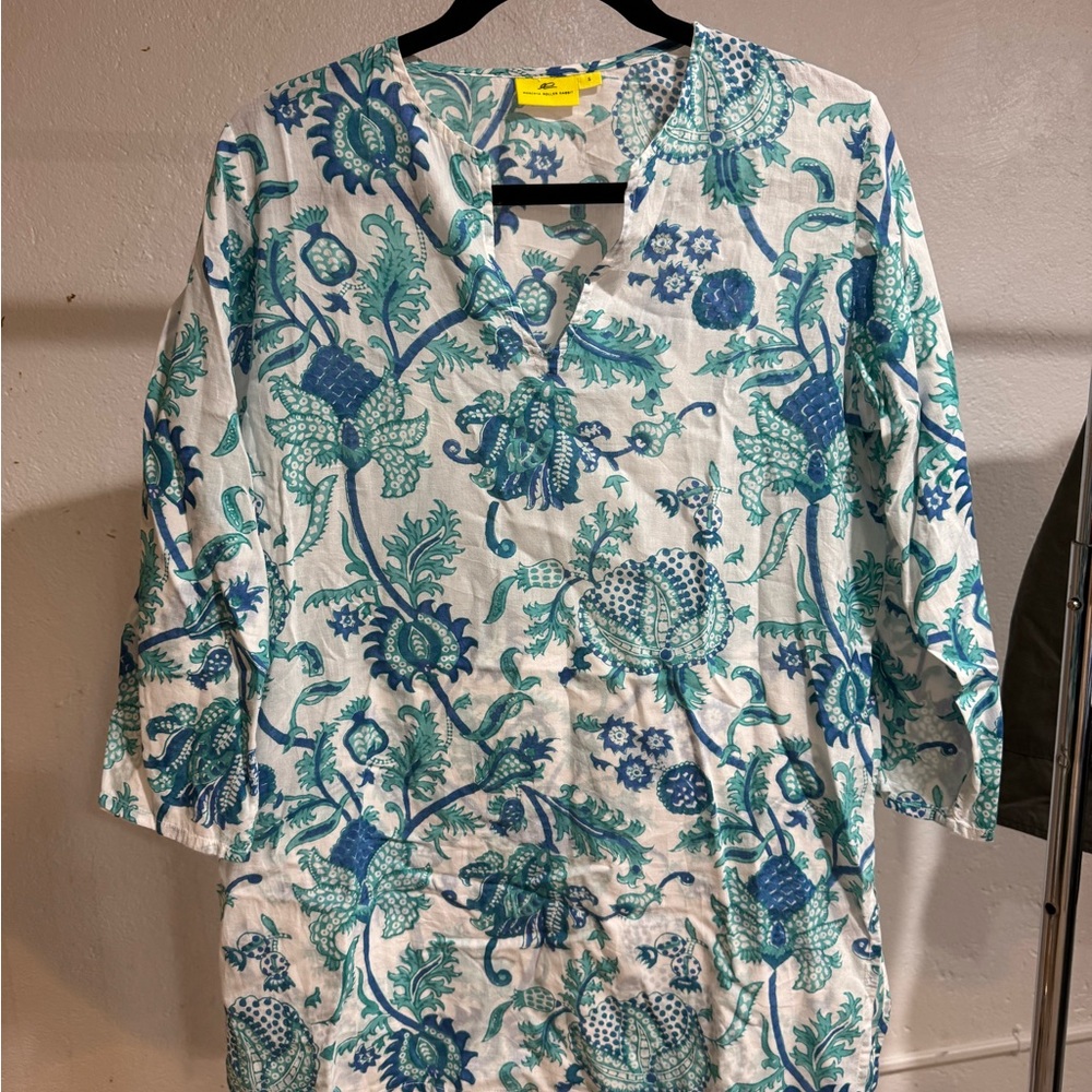 Roberta Roller Rabbit Blue and Green Patterned Top